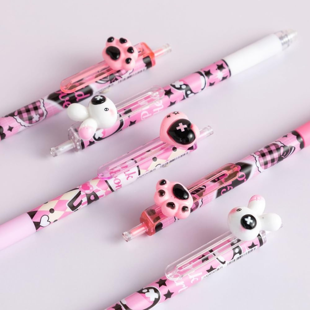 Set of Pink World Gel Pen on a Pastel Pink surface - Tinyminymo