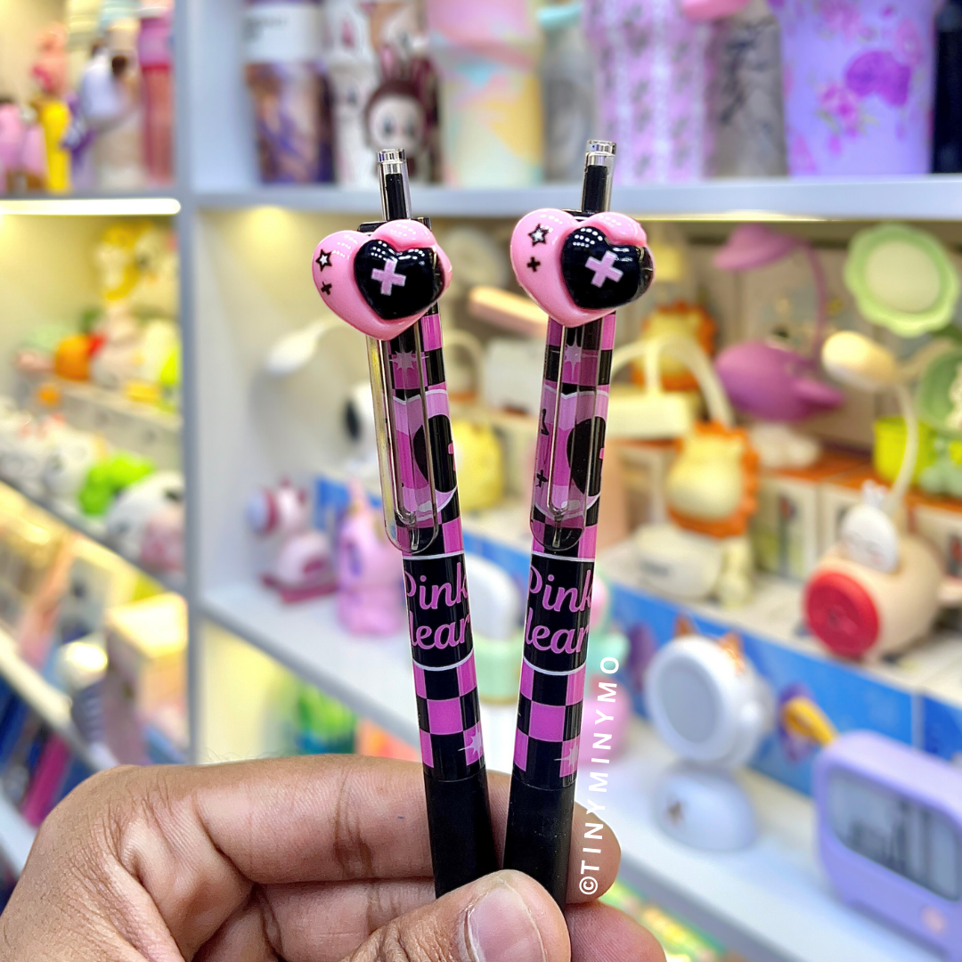 Two Heart Design Pens of Pink World Gel Pen - Tinyminymo
