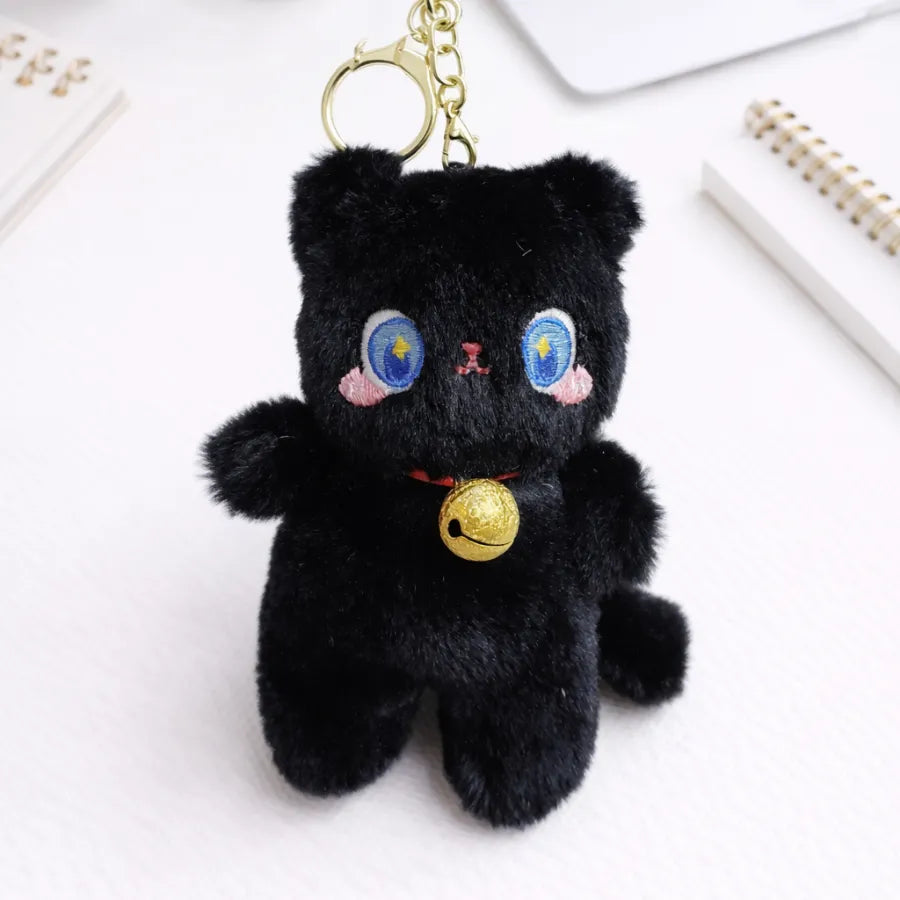 Black Kitty Fluffy Keychain - Tinyminymo