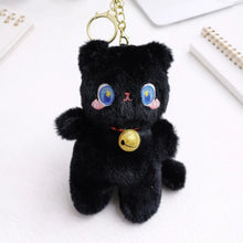 Load image into Gallery viewer, Black Kitty Fluffy Keychain - Tinyminymo

