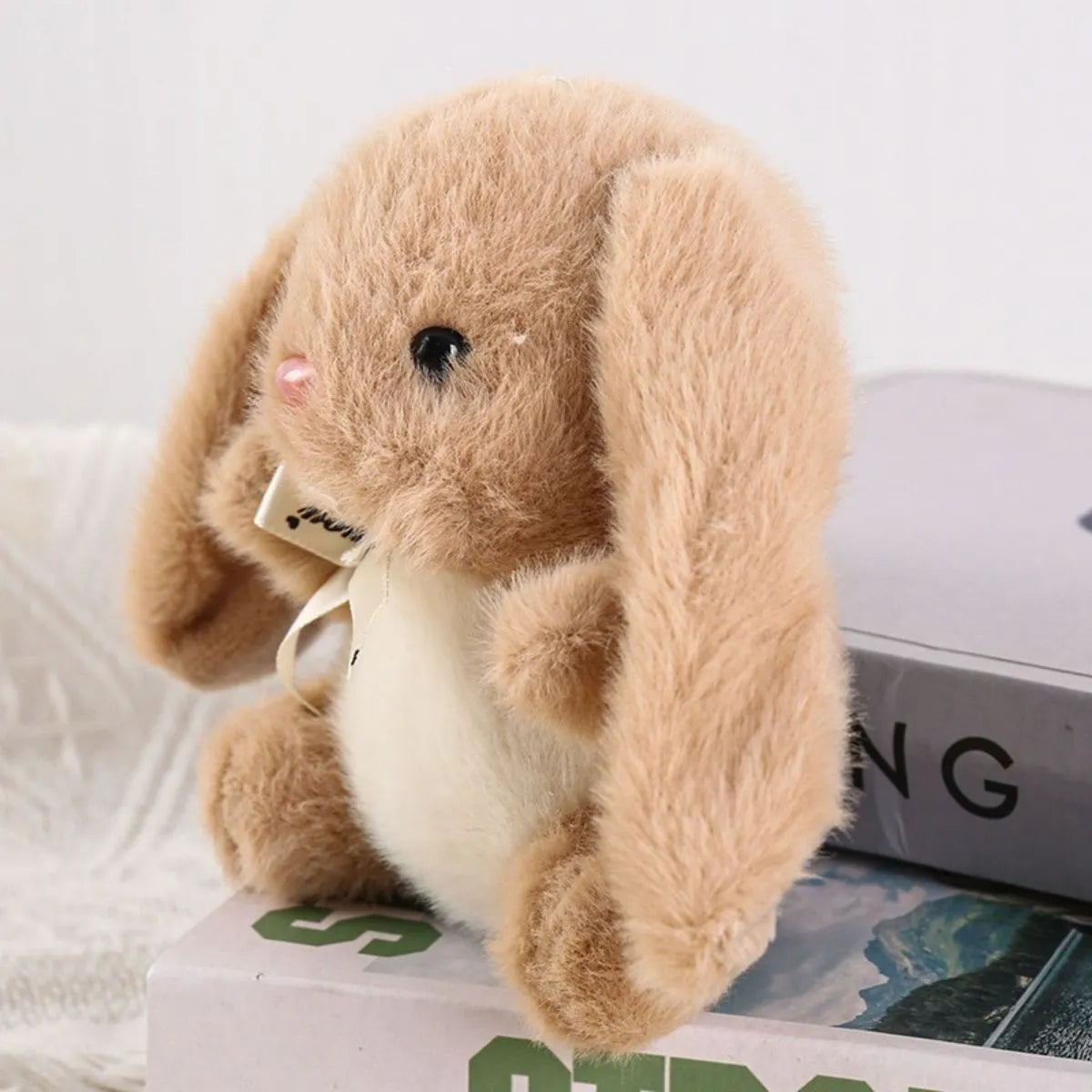 Plush Bunny Keychain in Beige Color - Tinyminymo