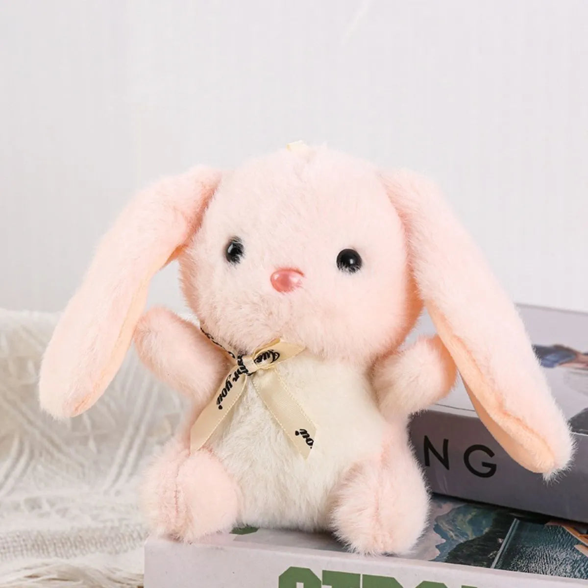 Peach Color Bunny Keychain - Tinyminymo