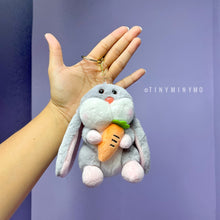 Load image into Gallery viewer, Plush Bunny with Carrot Keychain - Tinyminymo
