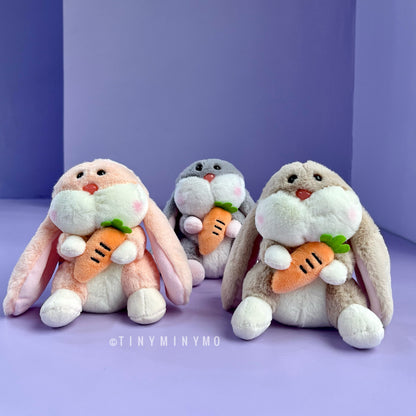 Plush Bunny with Carrot Keychain - Tinyminymo