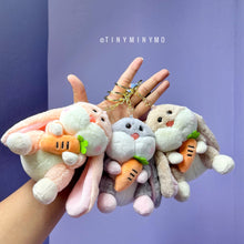 Load image into Gallery viewer, Plush Bunny with Carrot Keychain - Tinyminymo
