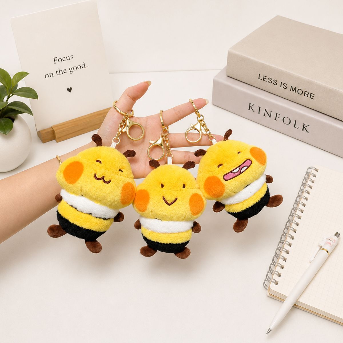 Three Plush Keychains in Honeybee Designs - Tinyminymo