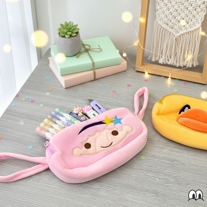 Two Plush Kids Zipper Pouch, One Lala and One Duck - Tinyminymo