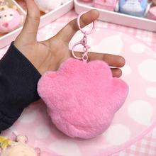 Load image into Gallery viewer, Pink Color Paw shaped Kuromi Keychain - Tinyminymo
