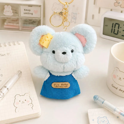 Plush Keychain in Mouse Shape, Blue Color - Tinyminymo