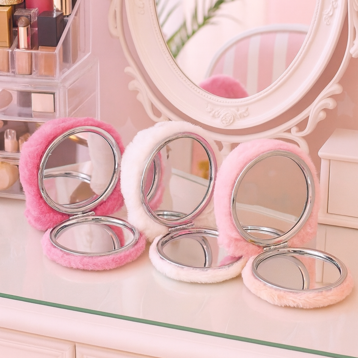 Three Cosmetic Mirror Keychains - Tinyminymo - 