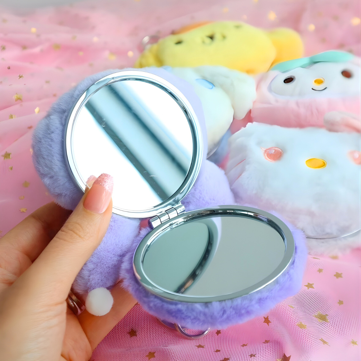 Purple Kuromi Cosmetic Mirror with Keychain - Tinyminymo