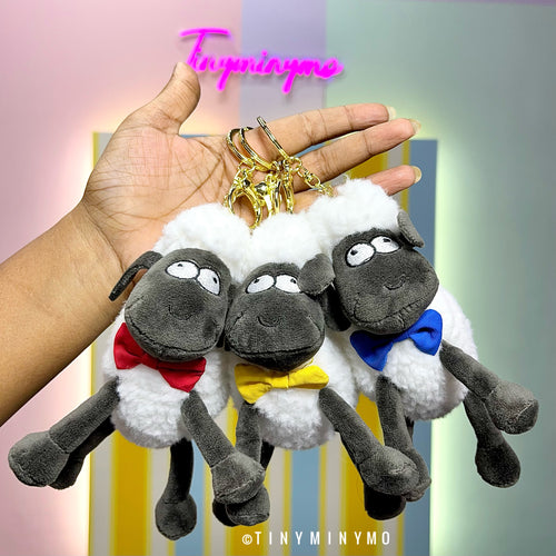 Plush Sheep with Bow 3D Keychain - Tinyminymo