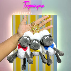 Plush Sheep with Bow 3D Keychain - Tinyminymo