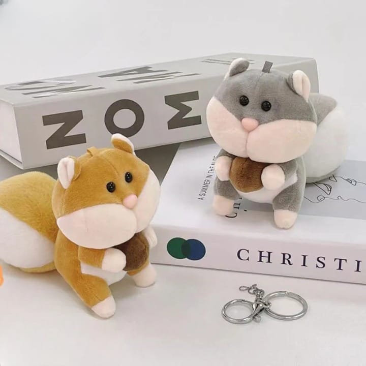 Plush Squirrel with Apricot 3D Keychain - Tinyminymo