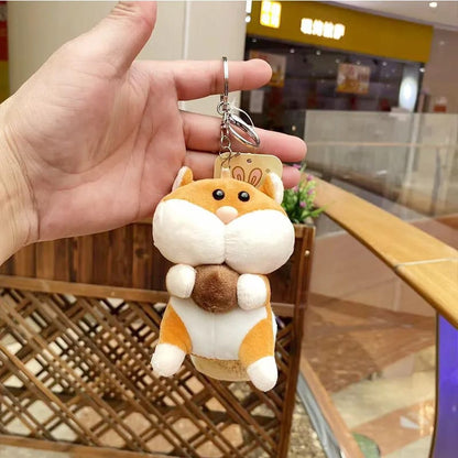 Plush Squirrel with Apricot 3D Keychain - Tinyminymo