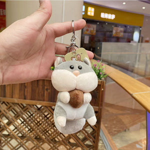 Plush Squirrel with Apricot 3D Keychain - Tinyminymo