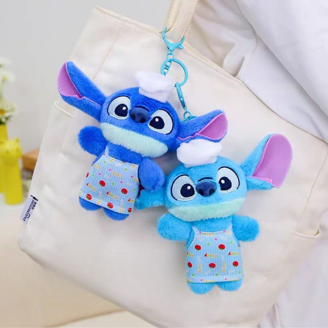 Two Sttich Plush Keychains Hanging on a Bag - Tinymiynmo