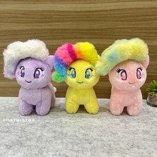 Load image into Gallery viewer, Three Plush Unicorn Charms with Rainbow Hair - Tinyminymo
