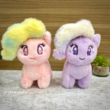 Load image into Gallery viewer, Two Plush Unicorn Charms, One Pink and One Purple, with Colorful Hair - Tinyminymo
