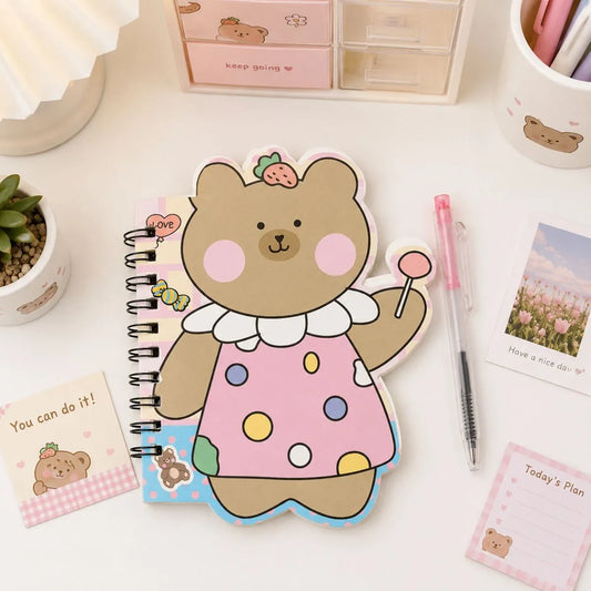 Cute Girl Bear Pocket Diary with Pen - Tinyminymo