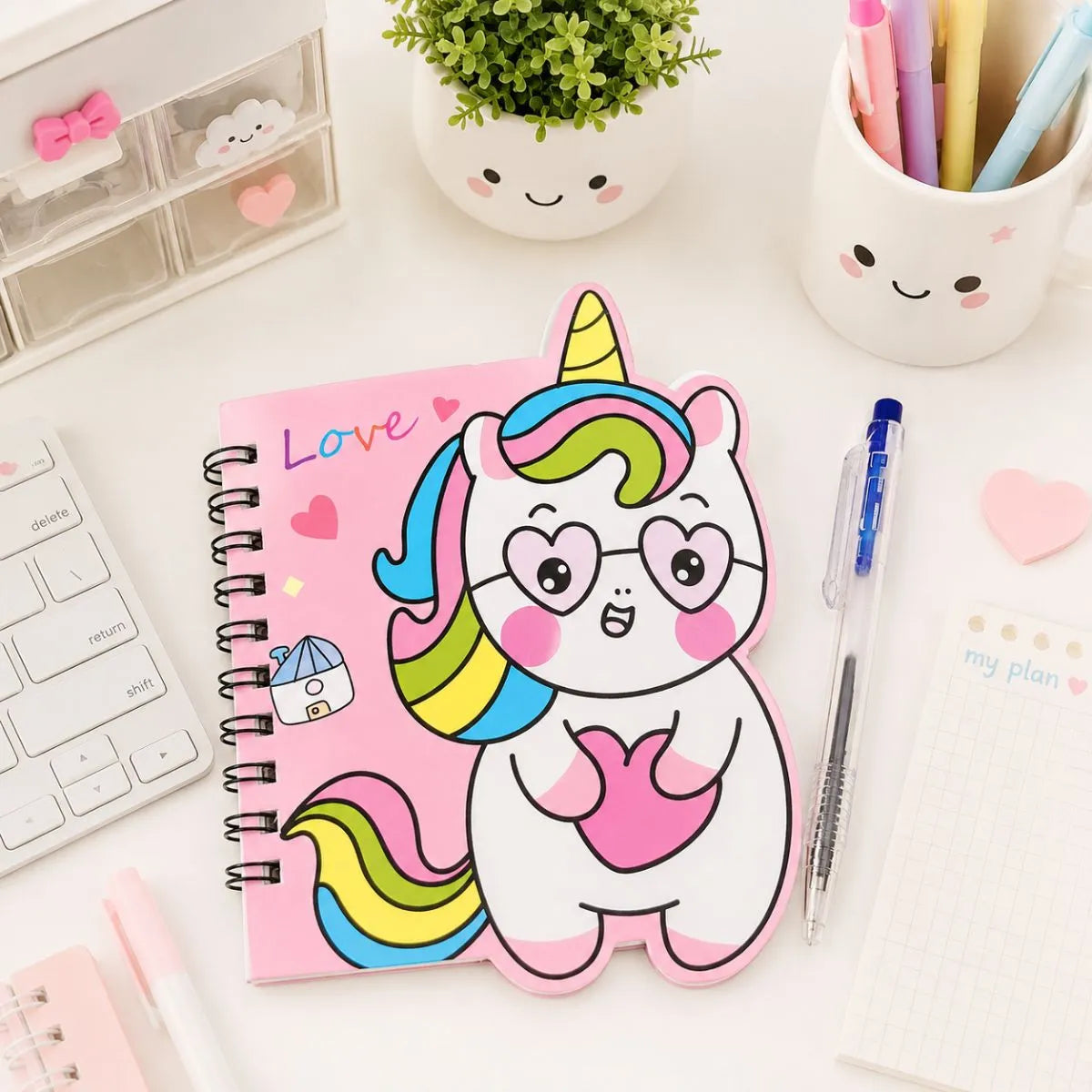 Unicorn with Glasses Design of Pocket Diary - Tinyminymo