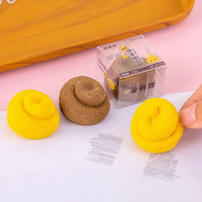 Poop Shaped Eraser Erasing Pencil Mistakes - Tinyminymo