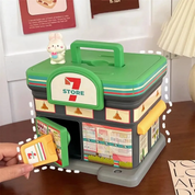 Portable Store Shaped Piggy Bank in 7 Store Variant, held by the Key - Tinyminymo