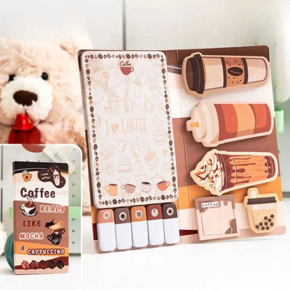 Sticky Notebook Set with Coffee Themed Design - Tinyminymo 