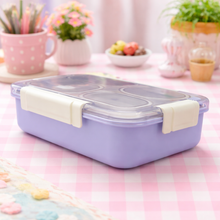 Load image into Gallery viewer, Purple Color Lunch Box in Stainless Steel - Tinyminymo

