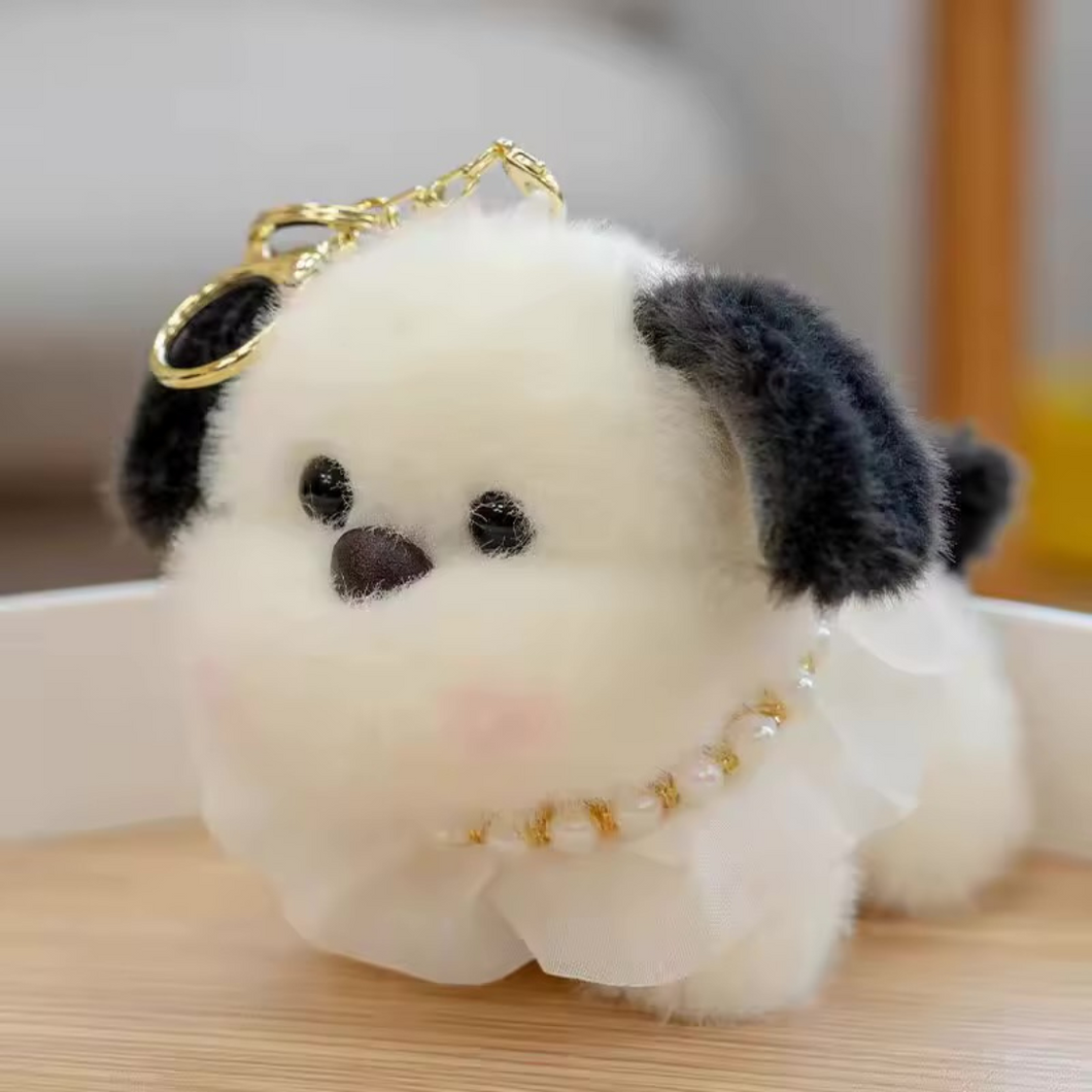 Pretty Puppy Plush Keychain in White Color - Tinyminymo