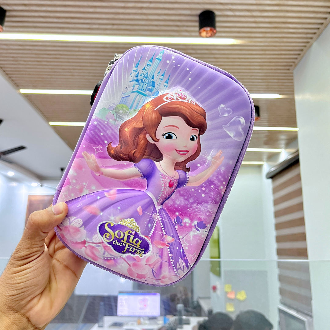 Sofia the First - Princess 3D Smiggle Pouch held by a hand in an indoor setting - Tinyminymo                                                                                    