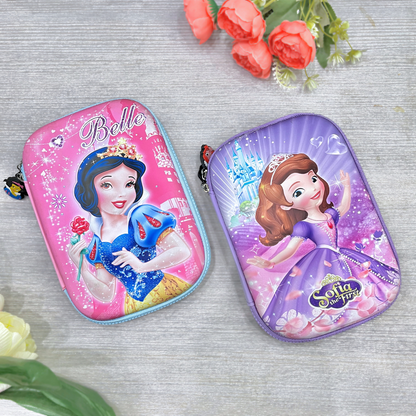 Two Princess 3D Smiggle Pouch on a grey surface with flowers - Tinyminymo