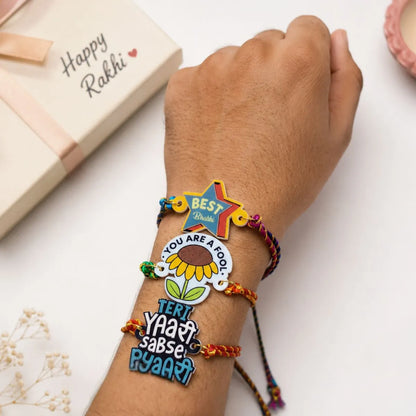 Four Quirky Rakhis in Multicolor Braided - Tinyminymo