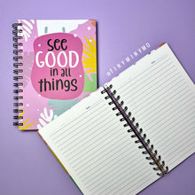 Load image into Gallery viewer, Quote Spiral Diary - See Good in all Things - Tinyminymo
