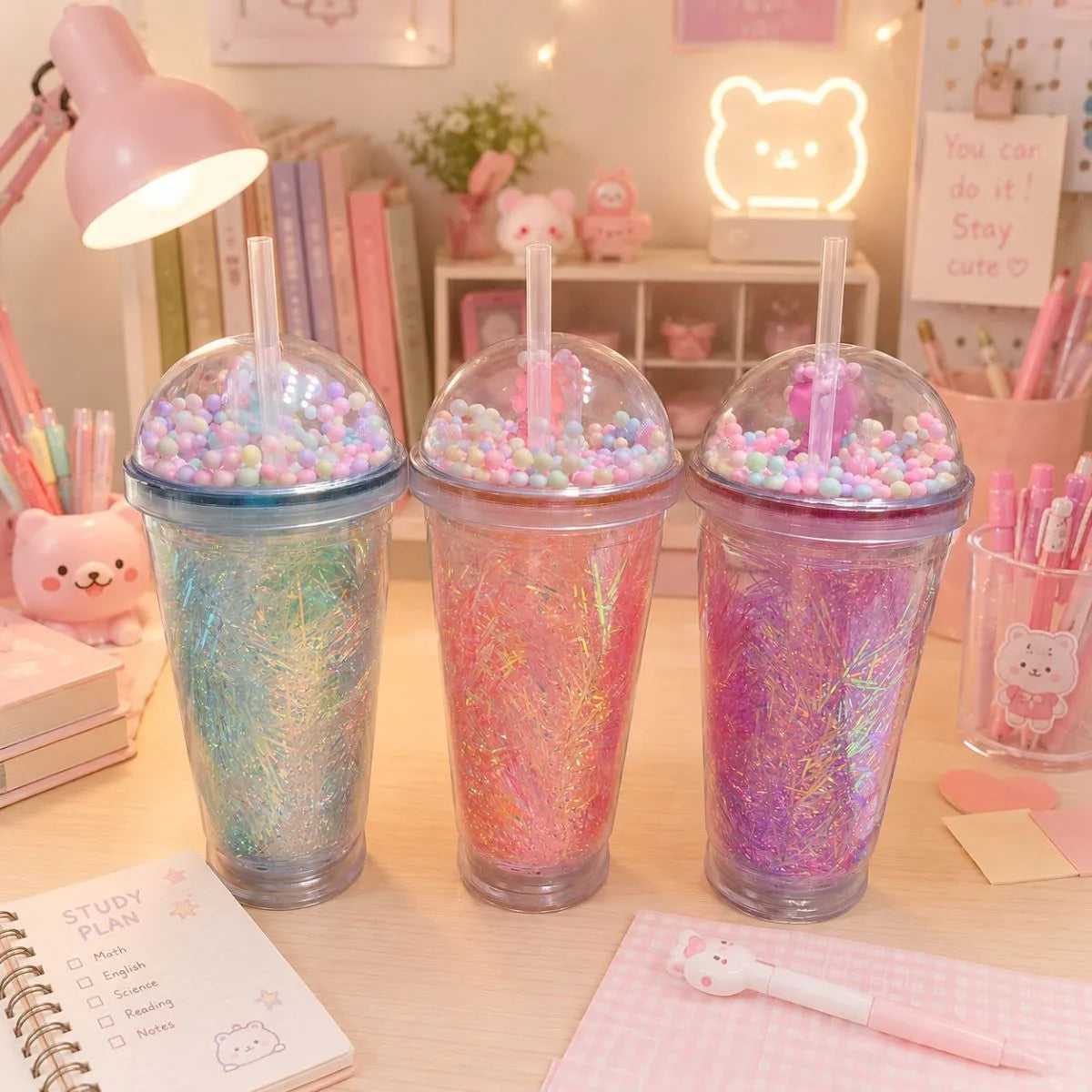 All Colors of Unicorn LED Sipper with Straw - Tinyminymo
