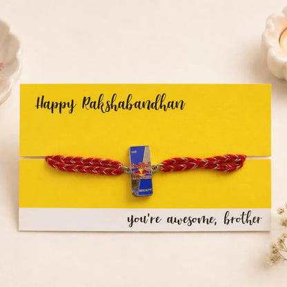Red Bull Shaped Metal Rakhi with Red Thread - Tinyminymo