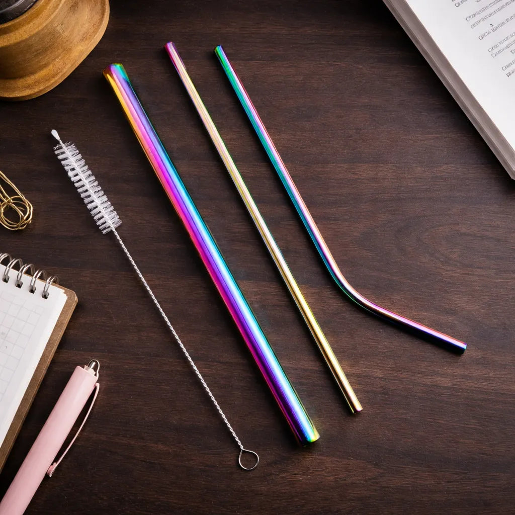 Set of 4 Multicolor Metal Straws - Tinyminymo