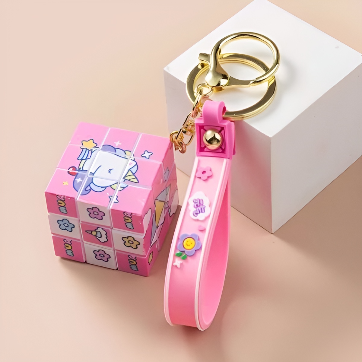 Rubik Cube Kawaii 3D keychain - Tinyminymo