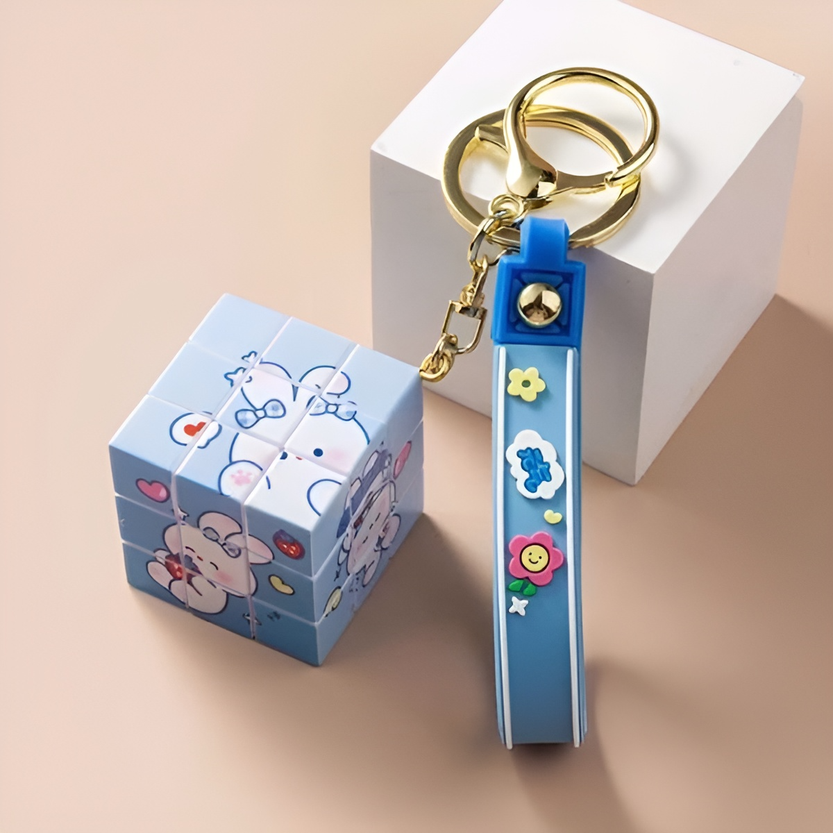 Rubik Cube Kawaii 3D keychain - Tinyminymo