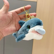 Load image into Gallery viewer, Plush Keychain with Shark Design in Deep Blue Color - Tinyminymo
