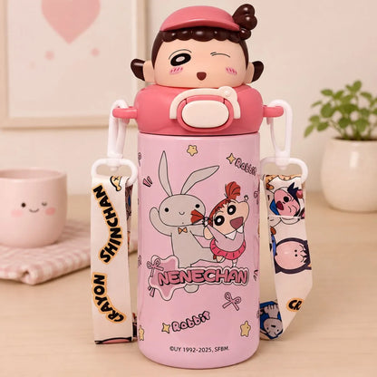 Pink Color Shin-chan Water Bottle - Tinyminymo
