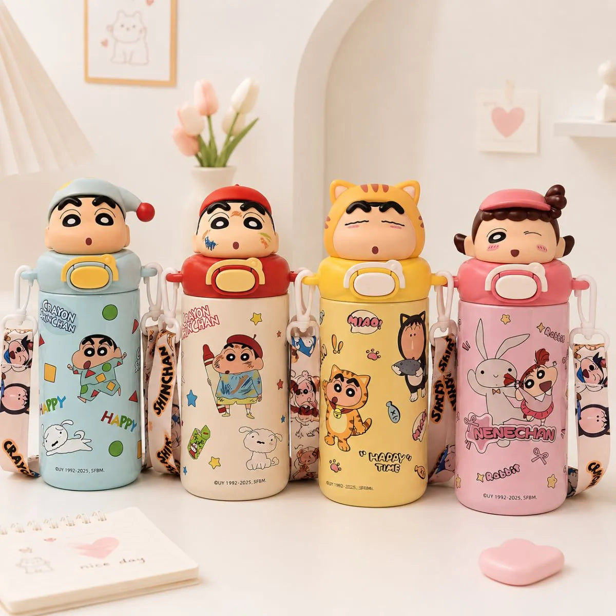 All Designs of Shin-chan Water Bottles - Tinyminymo 