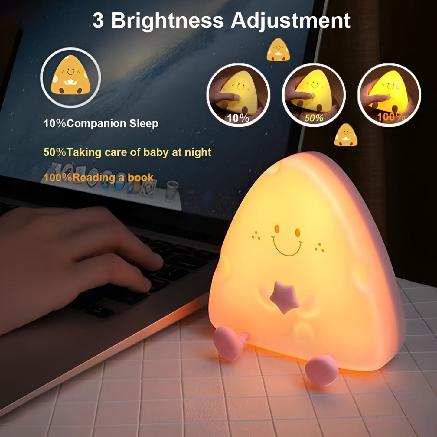 Smiling Cheese Shaped Night Light - Tinyminymo
