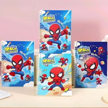 Set of 4 Spiderman Notebooks on a Pink background - Tinyminymo