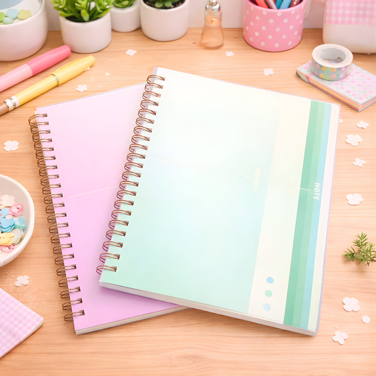 Set of Two Spiral-Bound Planners on Desk – Tinyminymo