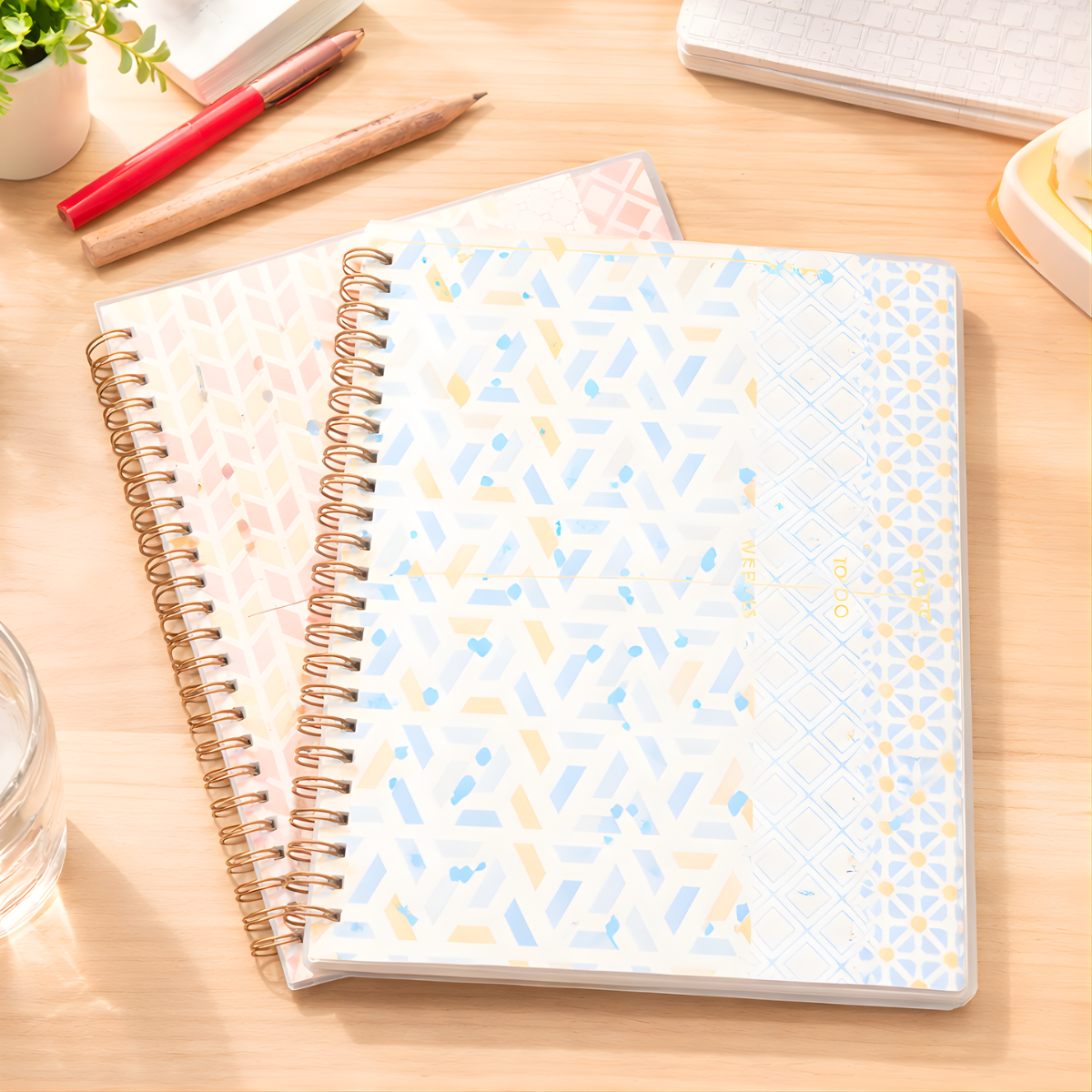 Trendy Peach and Blue Pattern Planners - Tinyminymo