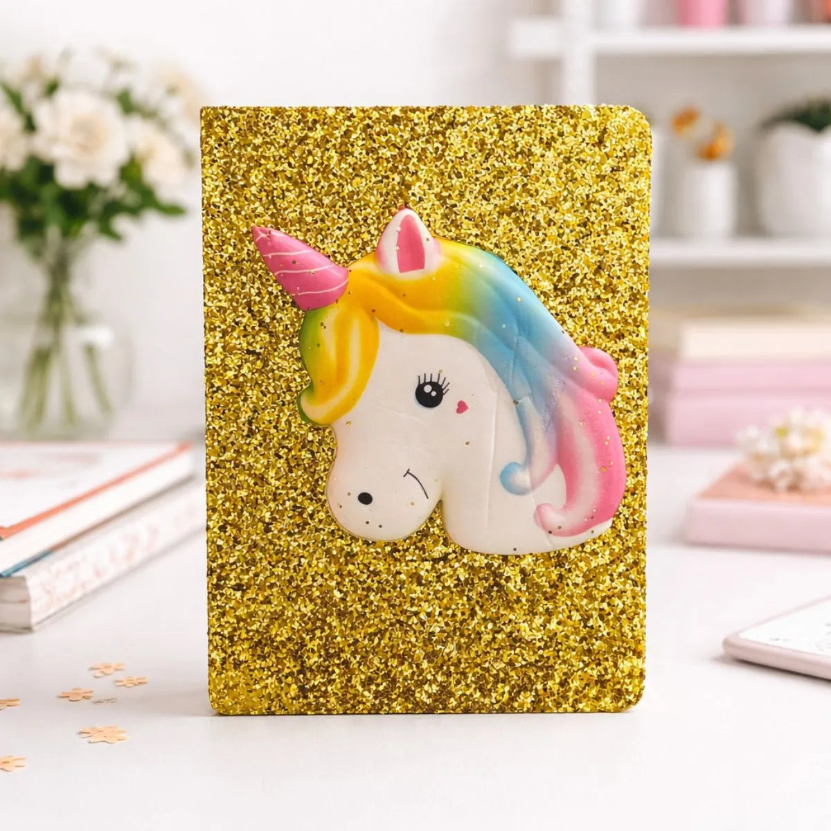 Golden Color Squishy Unicorn Notebook - Tinyminymo