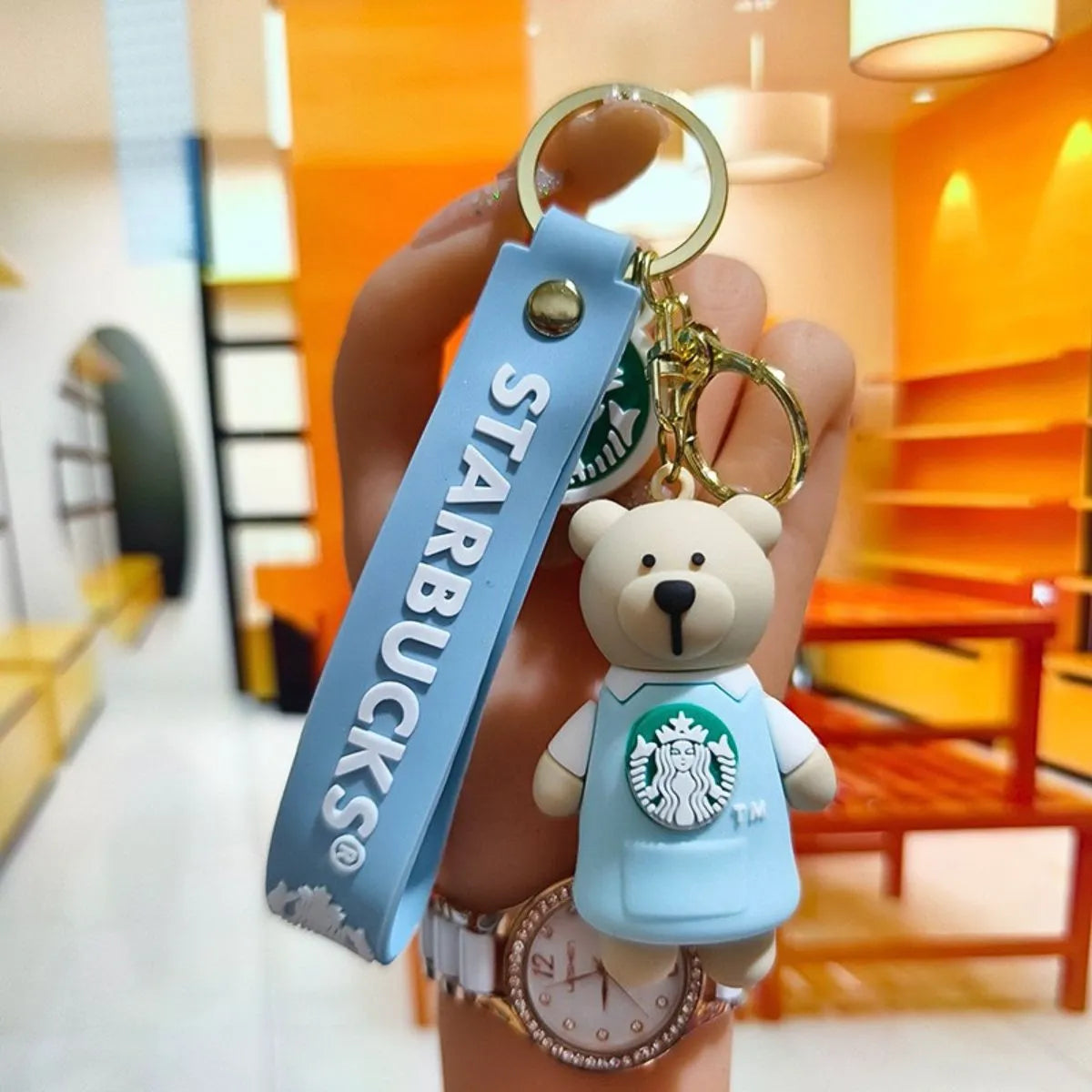 Blue Color Starbucks Bear 3D Keychain - Tinyminymo