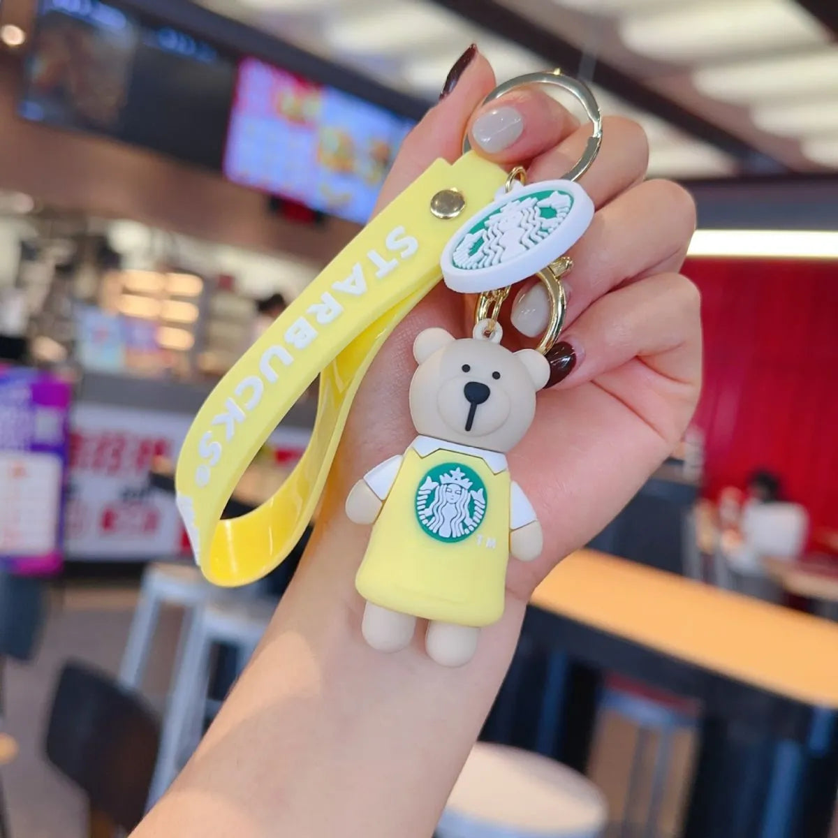 Yellow Starbucks Bear Keychain - Tinyminymo