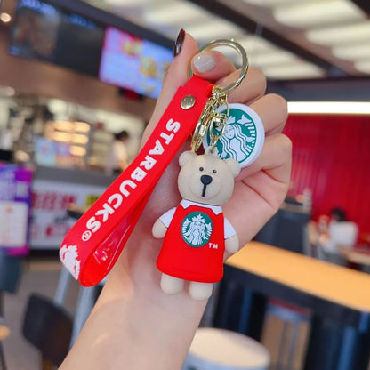 Red Starbucks Keychain with a Bear Design - Tinyminymo 
